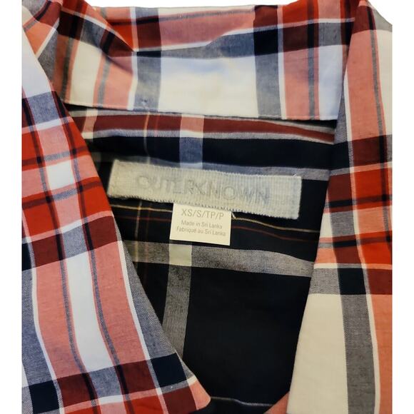 OUTERKNOWN Long Sleeves Button Up Shirt Men’s Size XS/S Plaid Organic Cotton - Picture 3 of 4